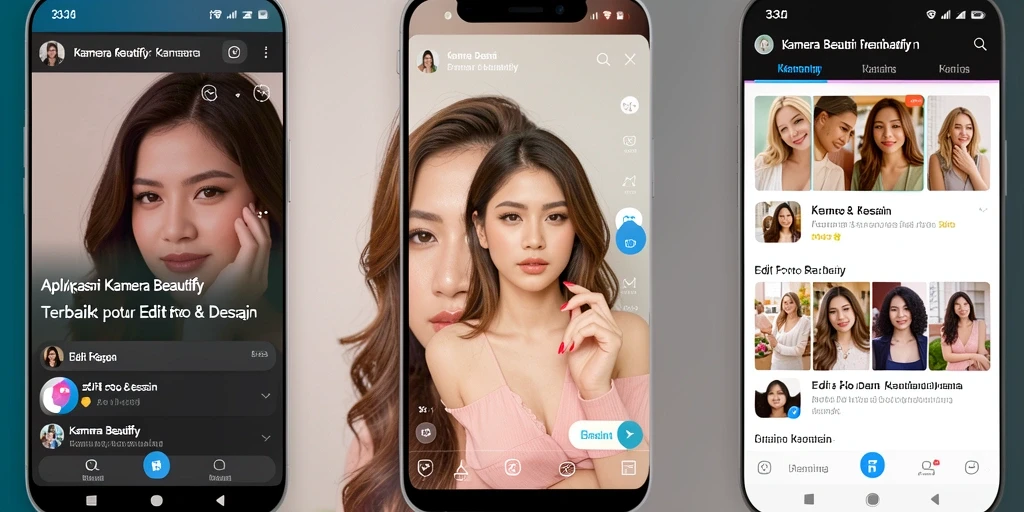 Antarmuka intuitif aplikasi Kamera Beautify 33L yang mempermudah pengeditan foto.