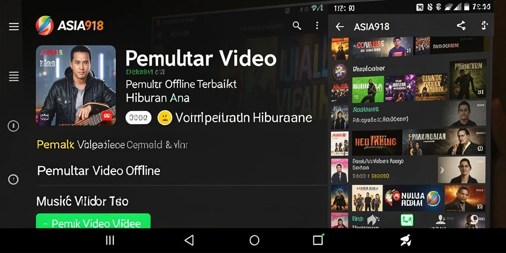Tampilan antarmuka utama ASIA918 dengan fungsi Pemutar Video Offline.