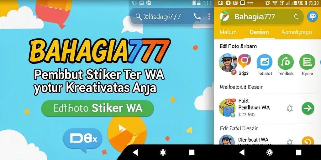 Tampilan antarmuka BAHAGIA777 saat membuat stiker WA.