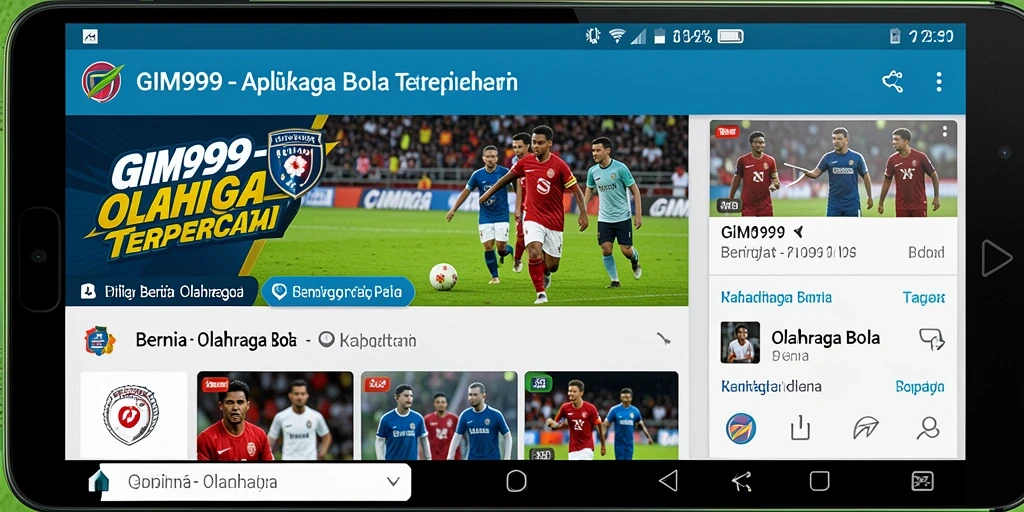 Antarmuka GIM999 yang menampilkan berita olahraga bola terbaru.