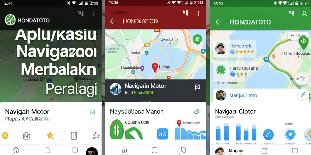 Antarmuka HONDATOTO menampilkan peta dan petunjuk arah untuk navigasi motor.