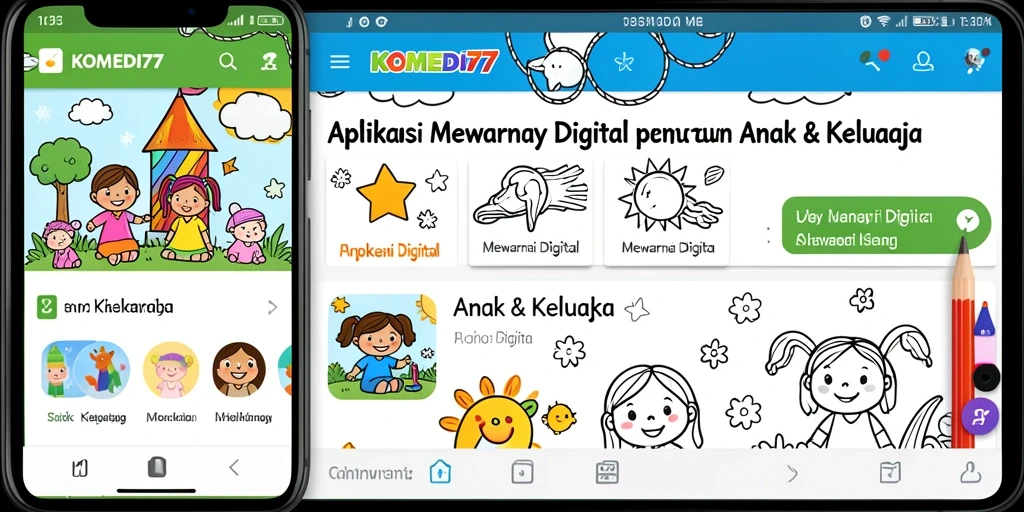 Tampilan antarmuka mewarnai digital yang cerah dan interaktif.