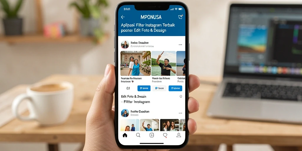 Antarmuka MPONUSA yang intuitif dengan berbagai pilihan filter Instagram.
