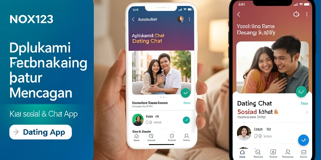 Screenshot utama NOX123 menampilkan antarmuka aplikasi Dating App yang mudah digunakan.