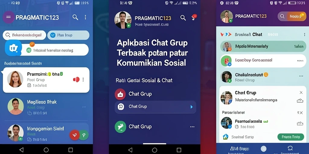 Tampilan antarmuka utama PRAGMATIC123 yang menampilkan fungsi Chat Grup.