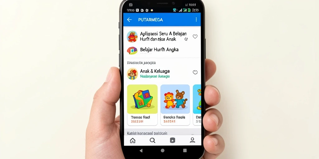 Antarmuka PUTARMEGA yang ceria dan interaktif untuk belajar huruf dan angka.