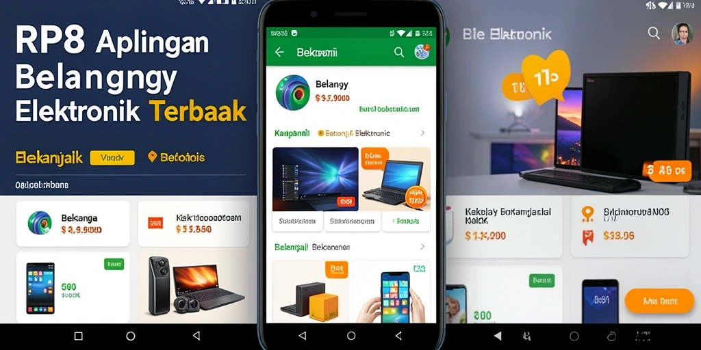 Tampilan utama aplikasi RP8 dengan kategori elektronik.