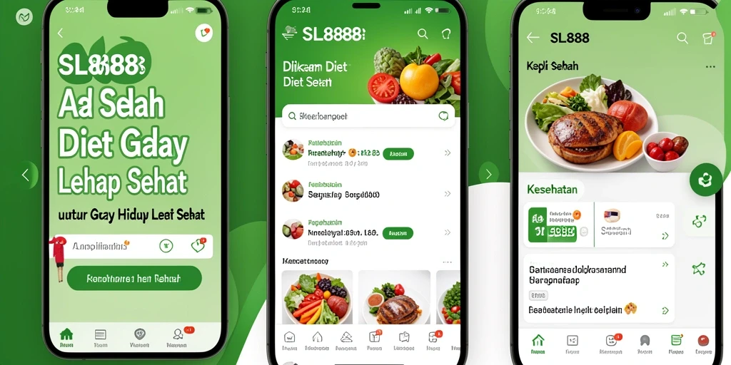 Antarmuka utama SL888 menampilkan fitur diet sehat yang menarik.