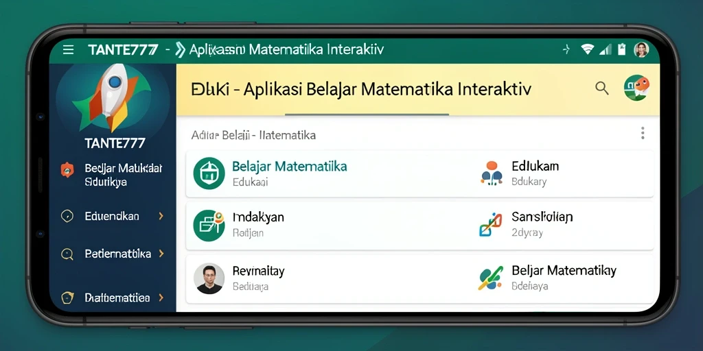 Antarmuka interaktif aplikasi TANTE777 untuk belajar matematika.