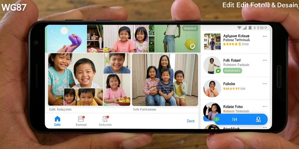 Screenshot utama WG87 menampilkan antarmuka pembuatan kolase yang intuitif.
